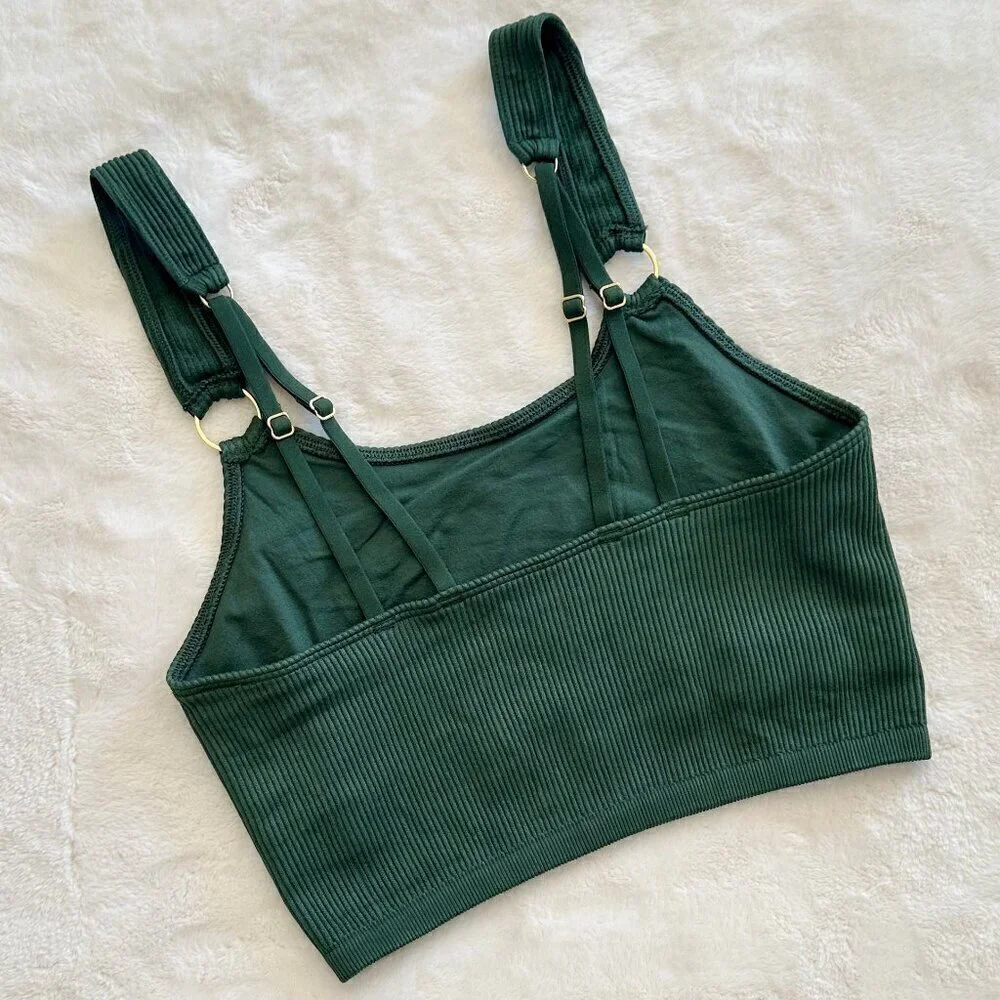 NEW Aerie Green Seamless Ring Longline Bralette - Size: Small - Picture 7 of 7